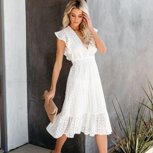 Vici Collection Say Yes Cotton Eyelet Midi Dress
